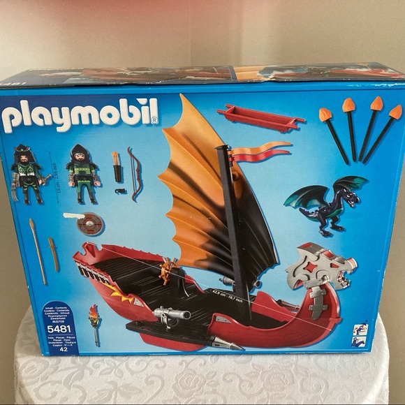 Retired Playmobil Dragons #5481 Battle Ship W/Blue Dragon Floats On Water - Picture 2 of 7